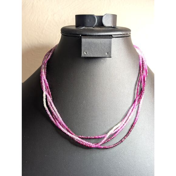 Natural Ombre Pink Spinel Gemstone Beaded 4-Strand Hook...